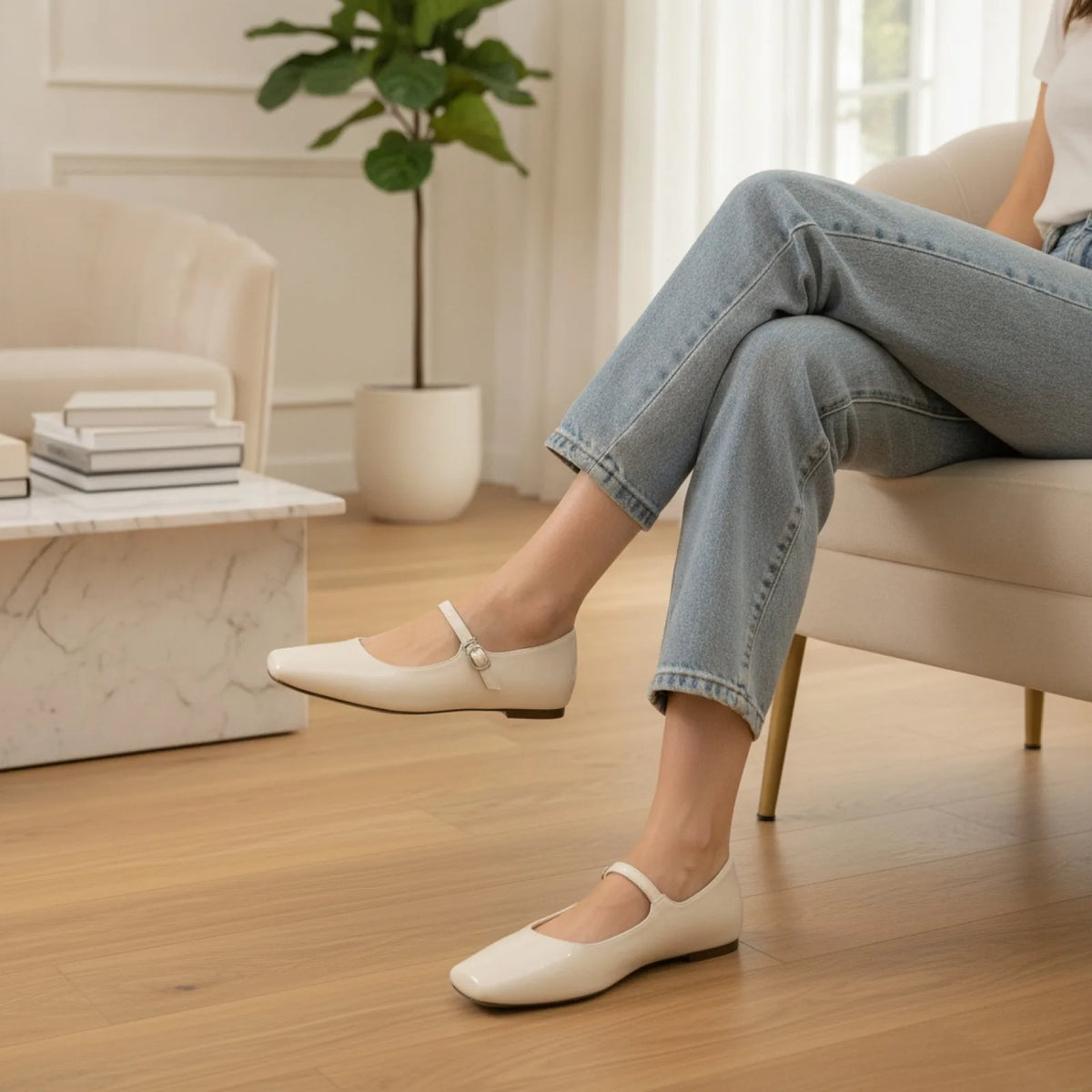 Bout Carré Mary Jane: Mocassins Confort Élégant