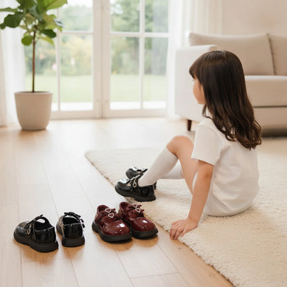 Mocassins Fille Vernis Scratch - Double Bride Cœur