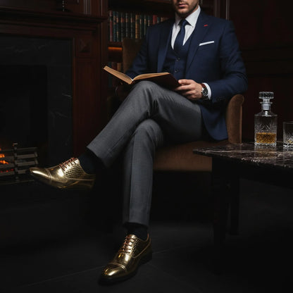 Prestige Mocassins Homme Dorés Style Serpent Distinctif