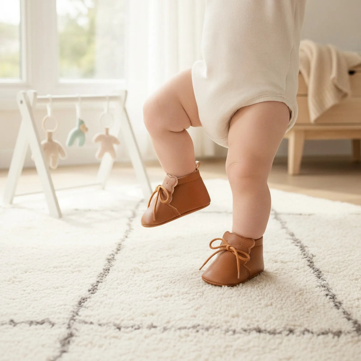 BoutikMoko Mocassins Souples Bébé Motif Ourson à Lacets