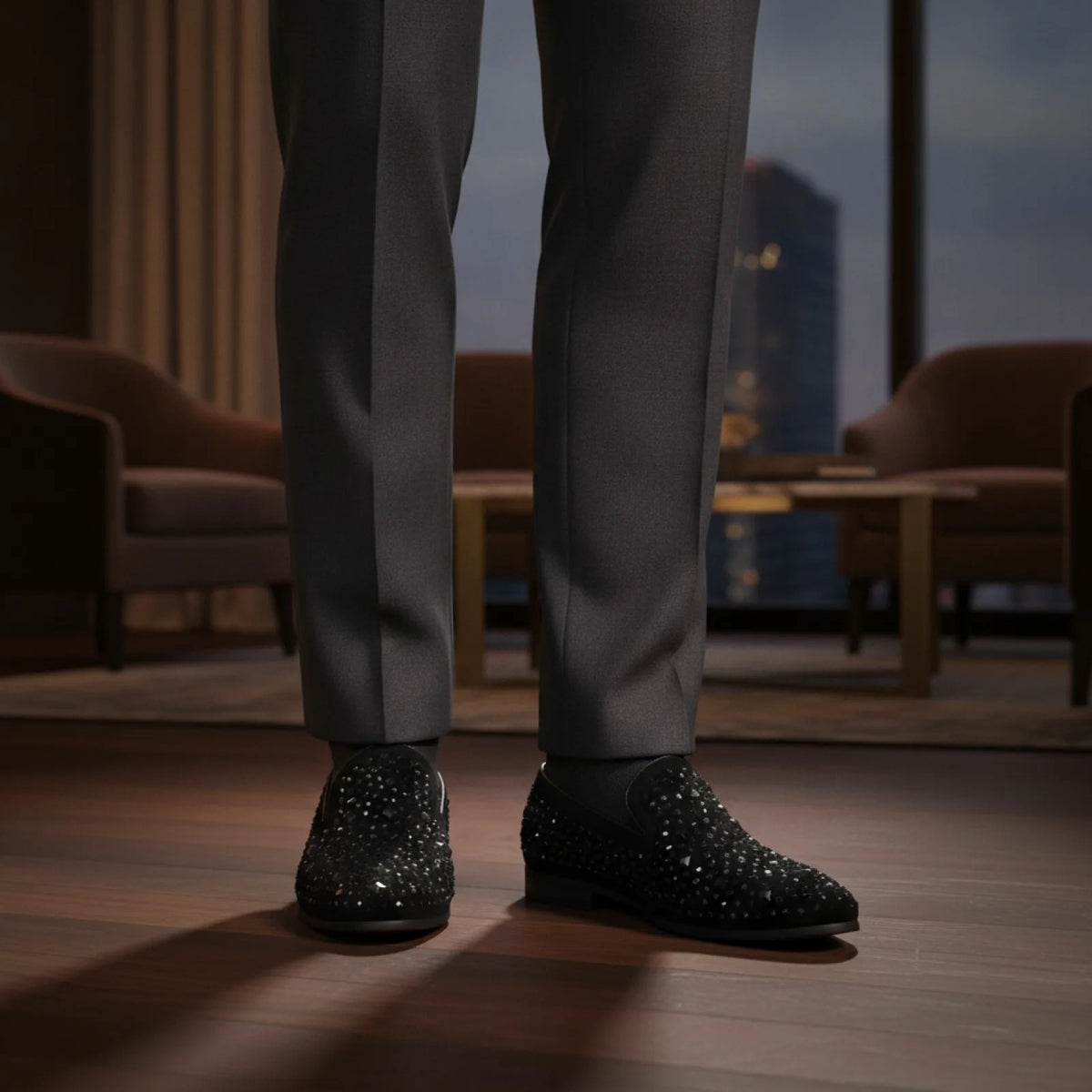 LuxSteps Mocassins Homme Paillettes Métalliques Mariage