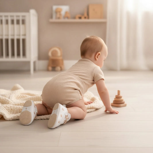 Mocassins Bébé Fille-Cuir Végan Motif Étoiles Adorables