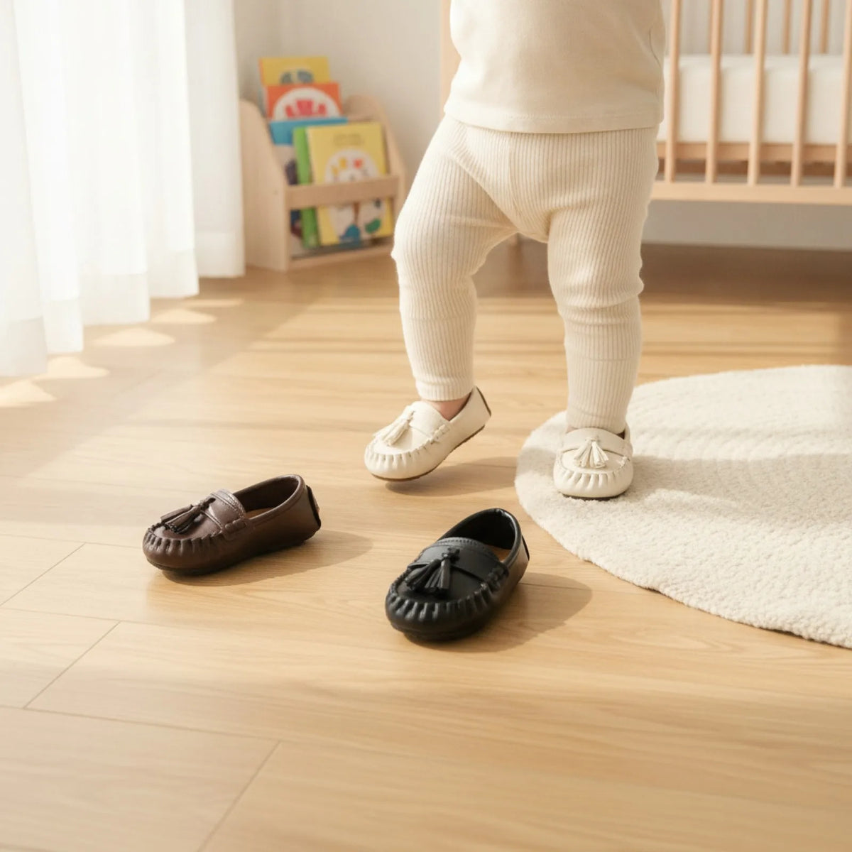 NaturaKids Mocassins enfant cuir végan à glands