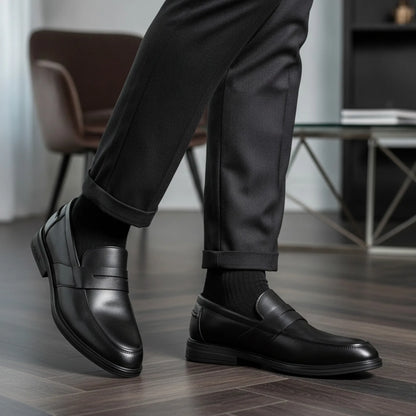 Luxe Mocassins classiques noirs cuir synthétique homme