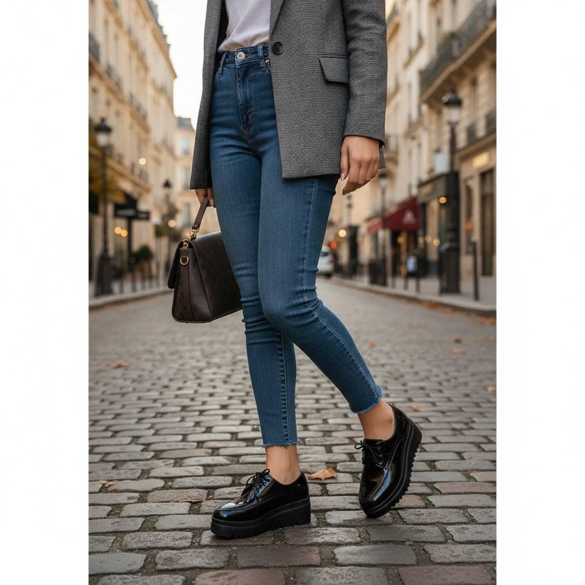 NovaMode Mocassins Femme Noirs Lacets Talons Compensés