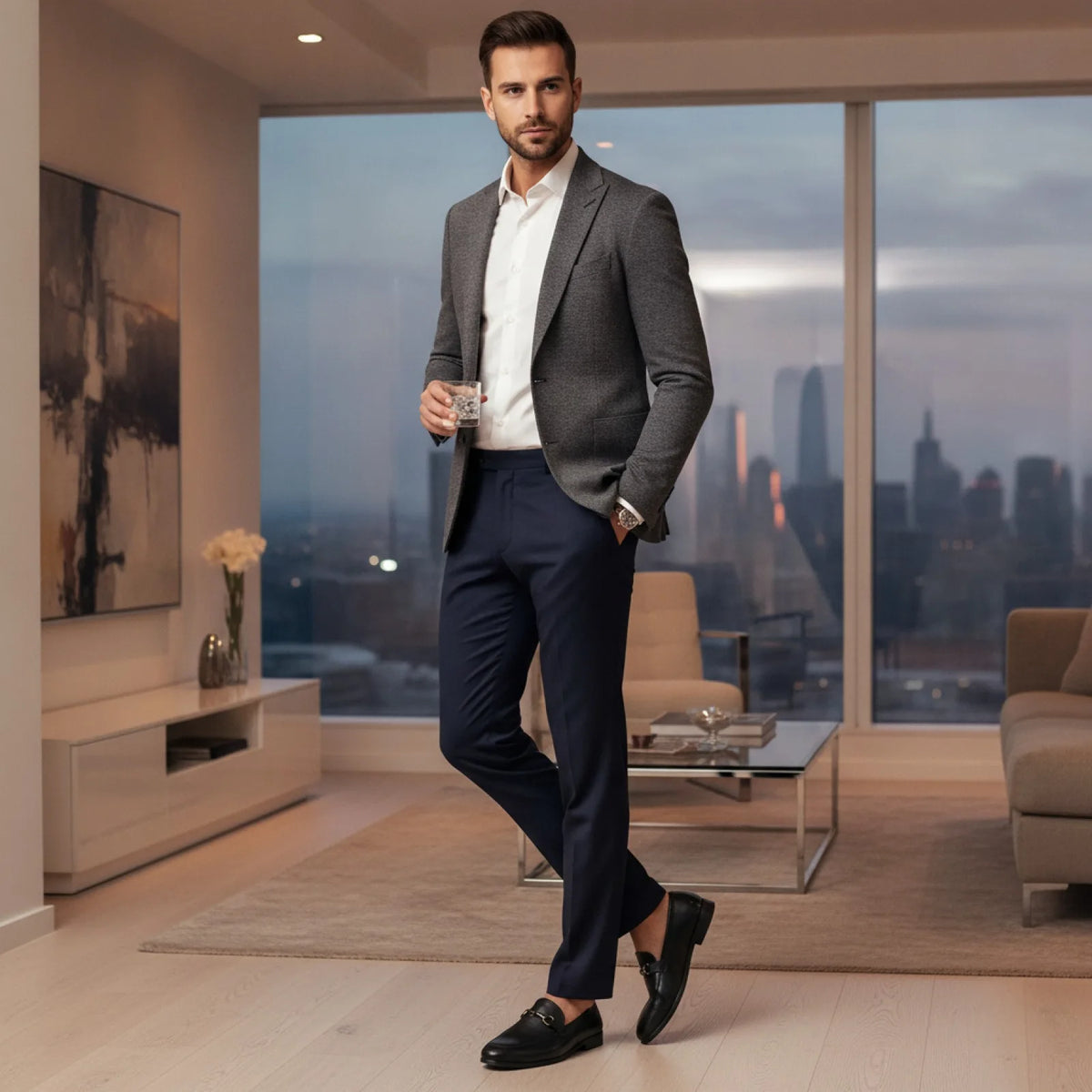 LuxeBrand Mocassins noirs cuir végan boucle dorée