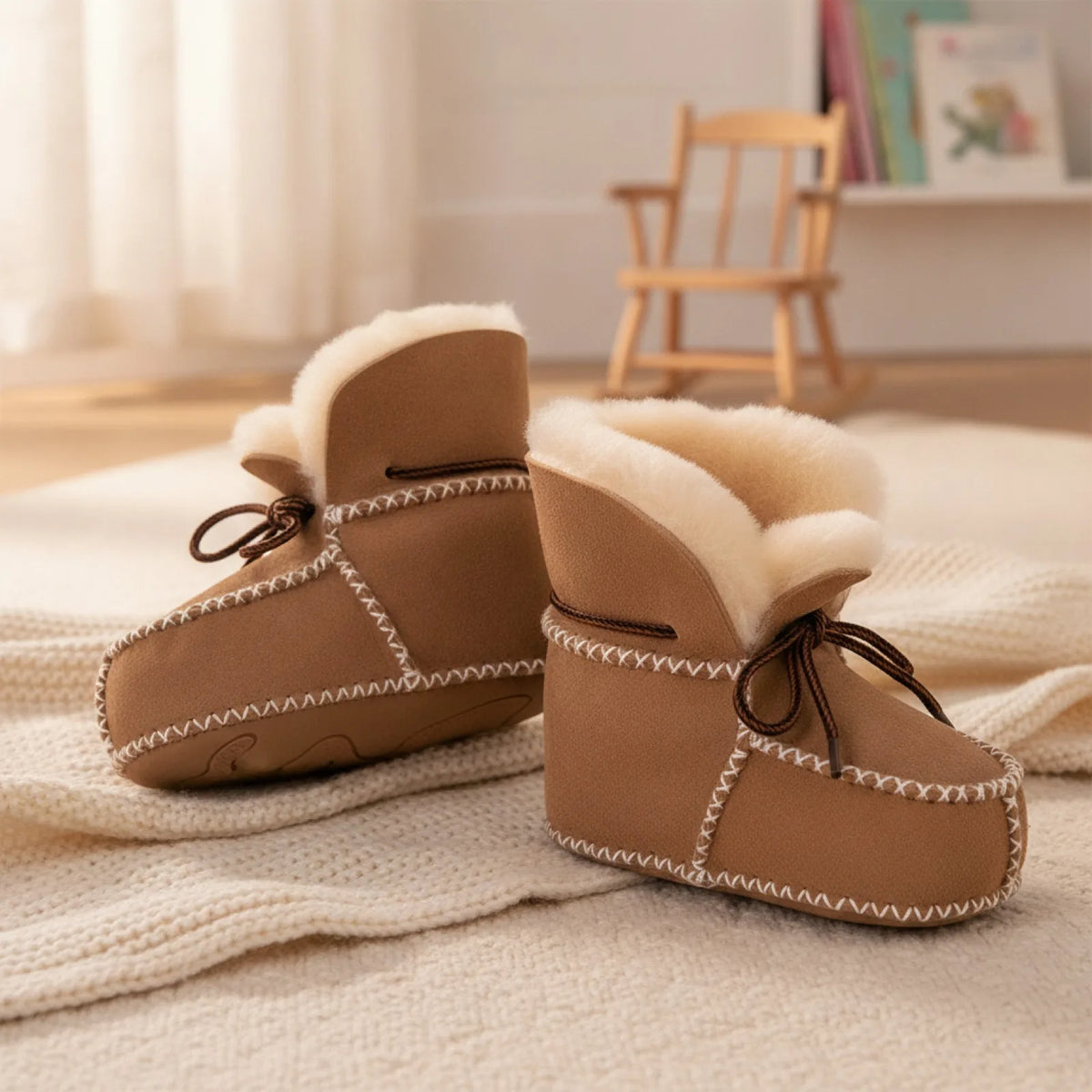 Chaussons Bébé Cuir et Fourrure Style Indien — BrandX