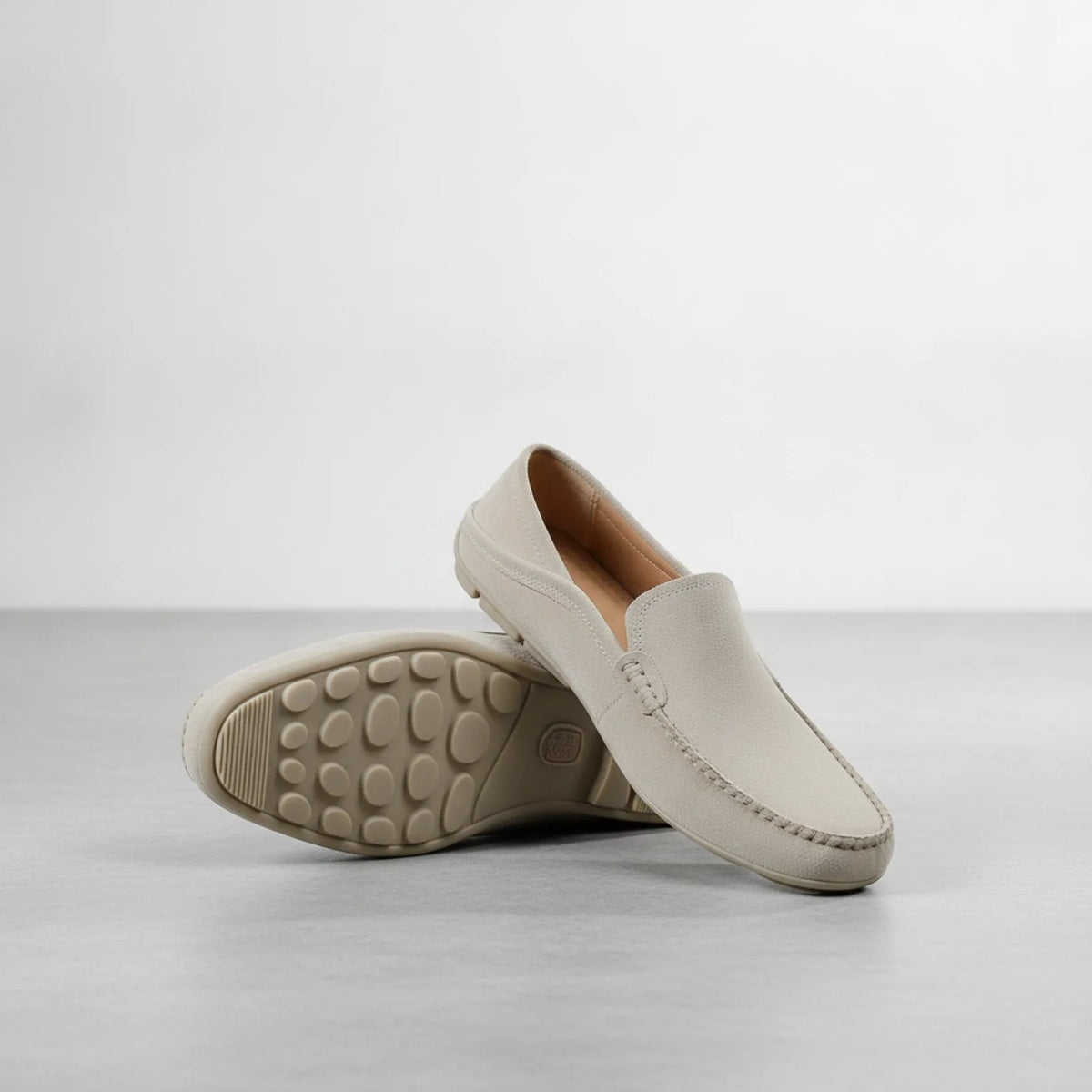 Elegance Mocassins Cuir Homme Beige Marron Confortables