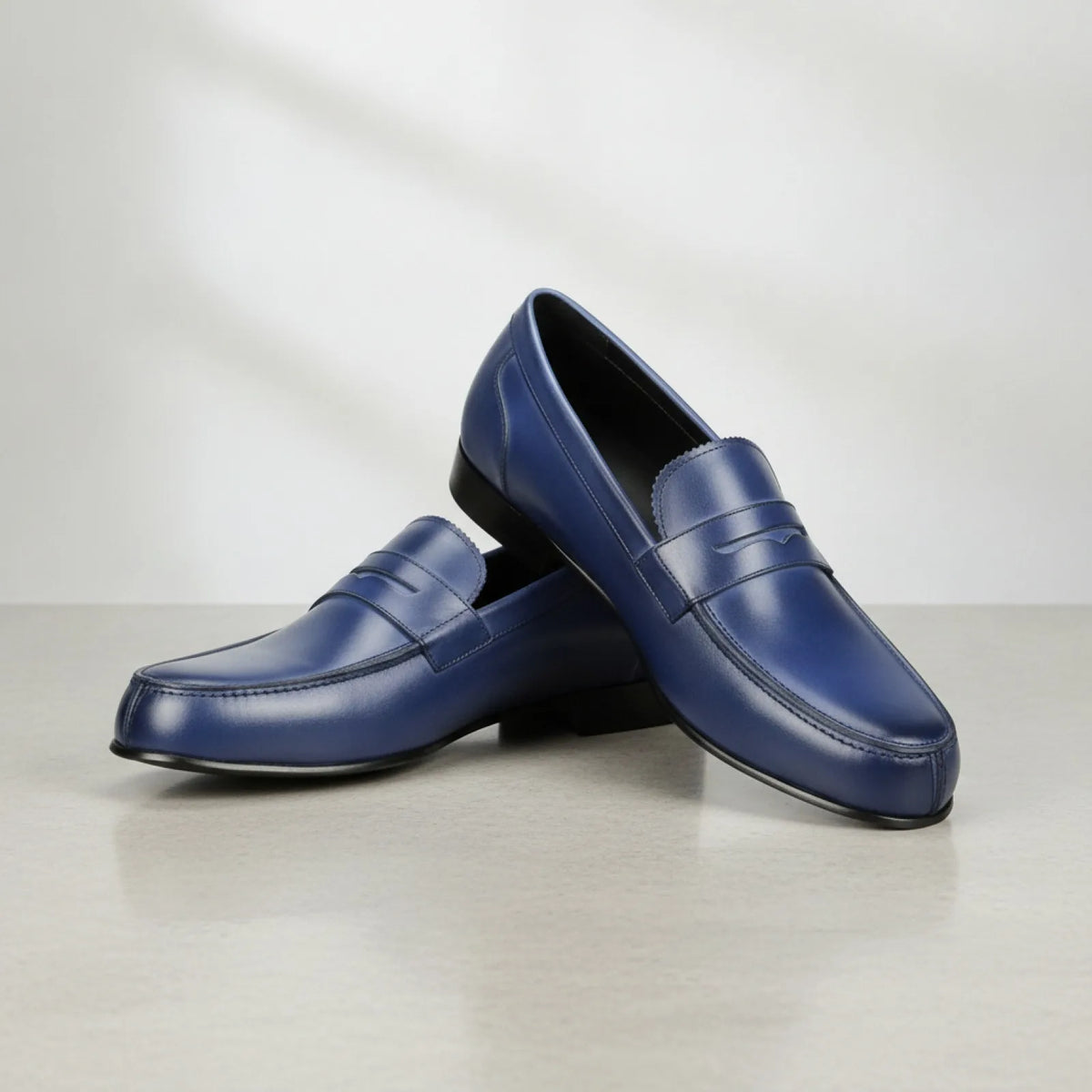 Élégance Mocassins Homme Cuir Véritable Bleu