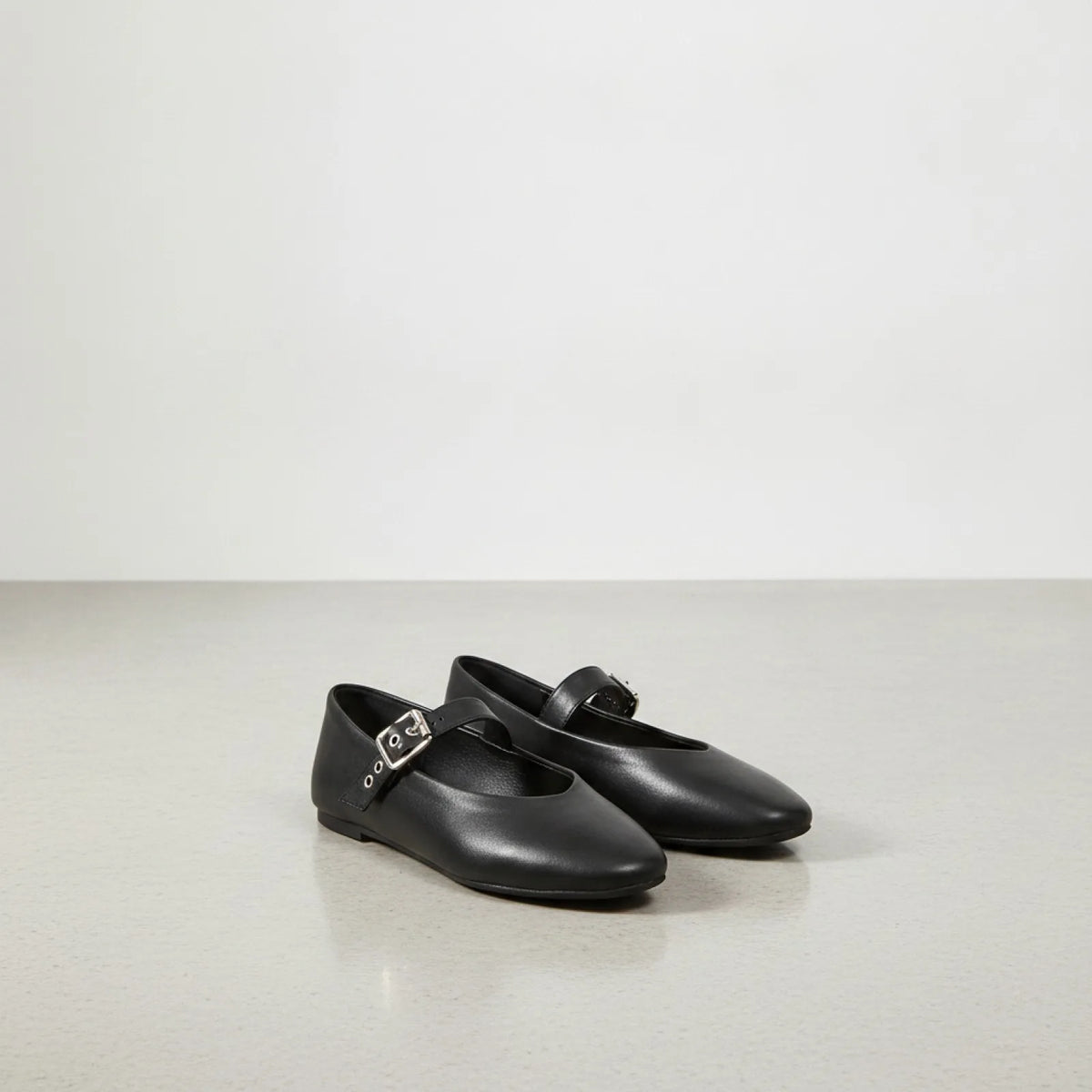 Élégance Mocassins Mary Jane Noir Cuir Végan