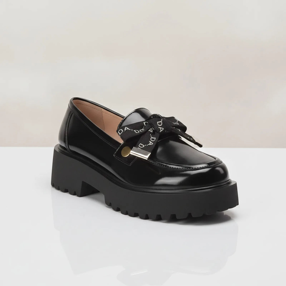 EleganceMoc Mocassins noirs plateforme noeud
