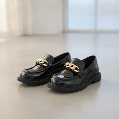 GlamKids Mocassins vernis fille chaîne dorée