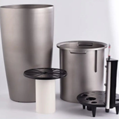 Grand pot de fleur argenté