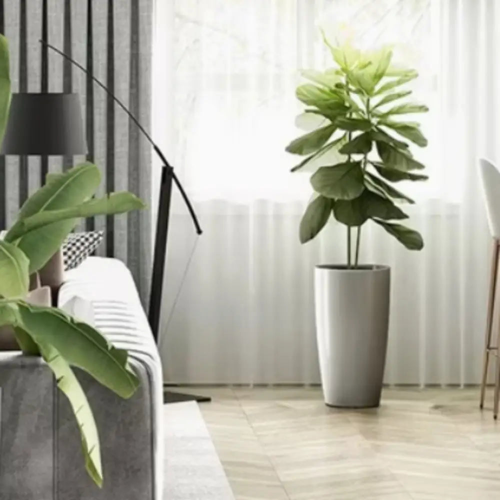 Grand pot de fleur argenté