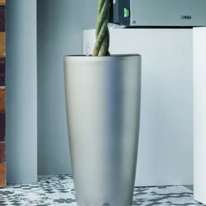 Grand pot de fleur argenté