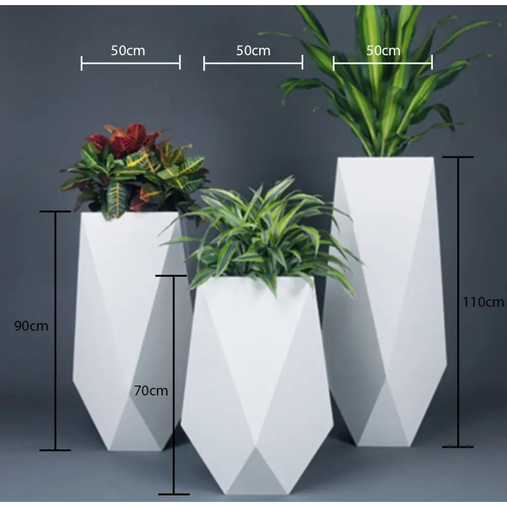 Lot de 3 Grand pot de fleur blanc extérieur