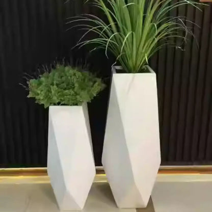 Lot de 3 Grand pot de fleur blanc extérieur