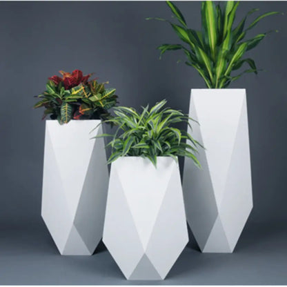 Lot de 3 Grand pot de fleur blanc extérieur