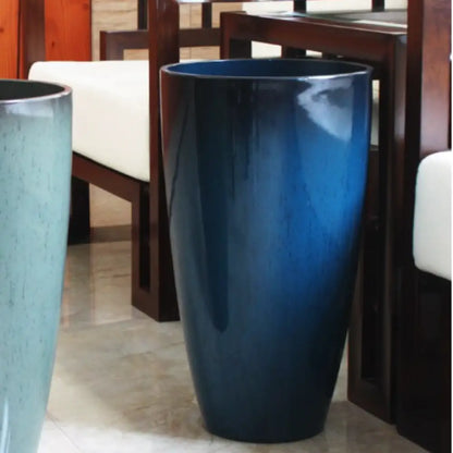 Grand pot de fleur bleu canard