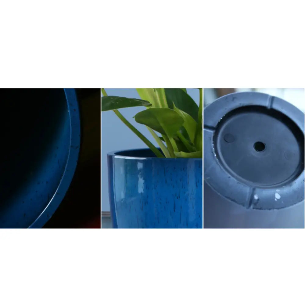 Grand pot de fleur bleu canard