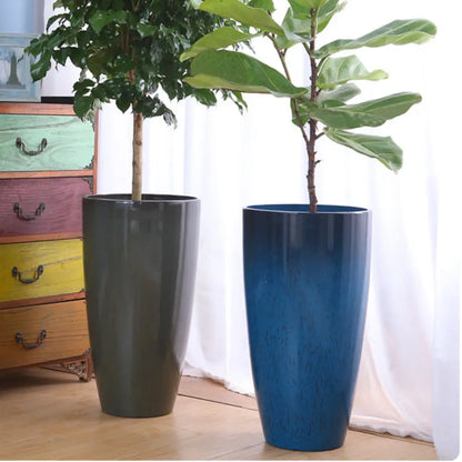 Grand pot de fleur bleu canard