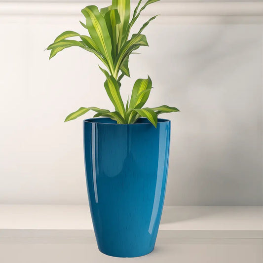 Grand pot de fleur bleu canard