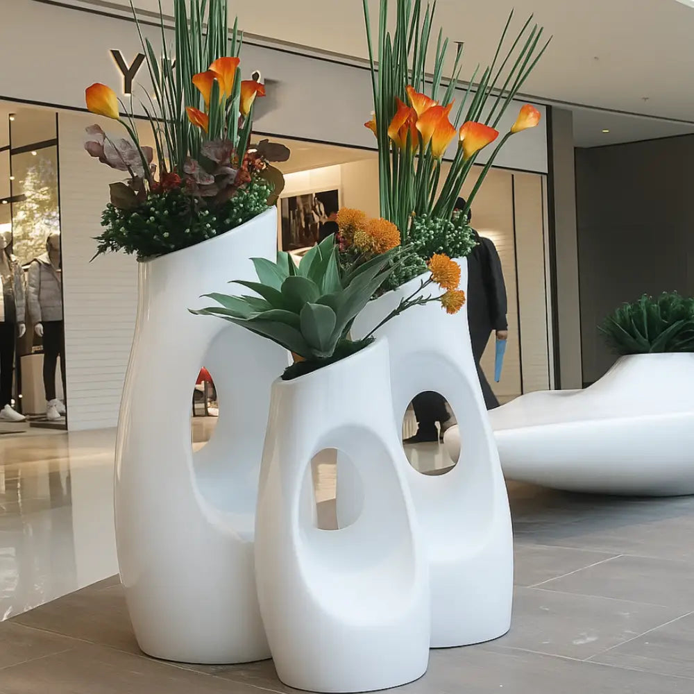 Lot de 3 Grand pot de fleur extérieur original