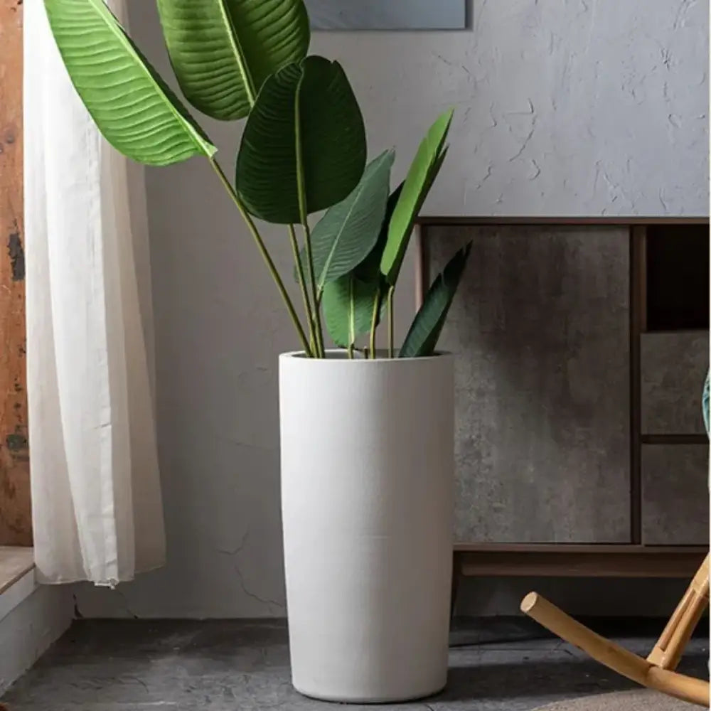 Grand pot de fleur intérieur blanc