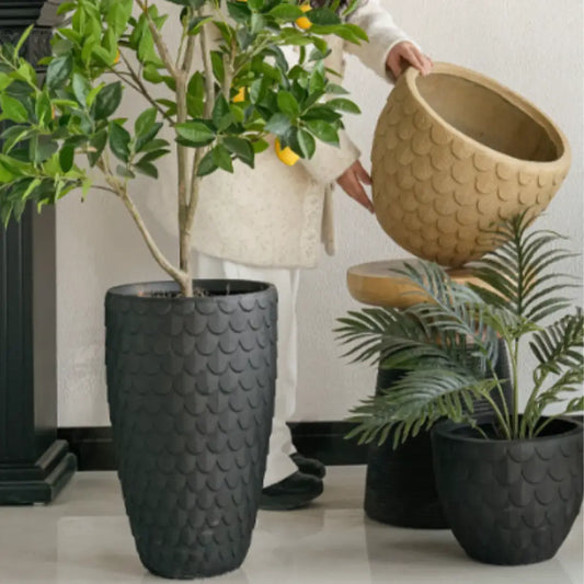 Grand pot de fleur intérieur noir