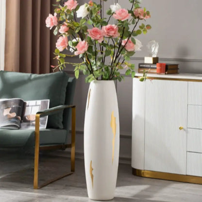 Grand vase blanc et doré