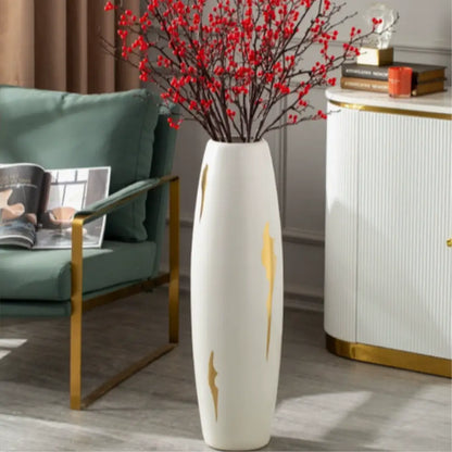 Grand vase blanc et doré