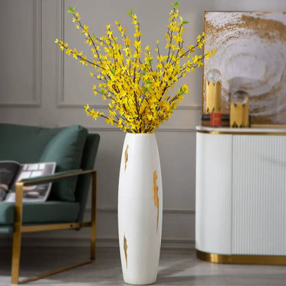 Grand vase blanc et doré