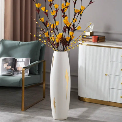 Grand vase blanc et doré