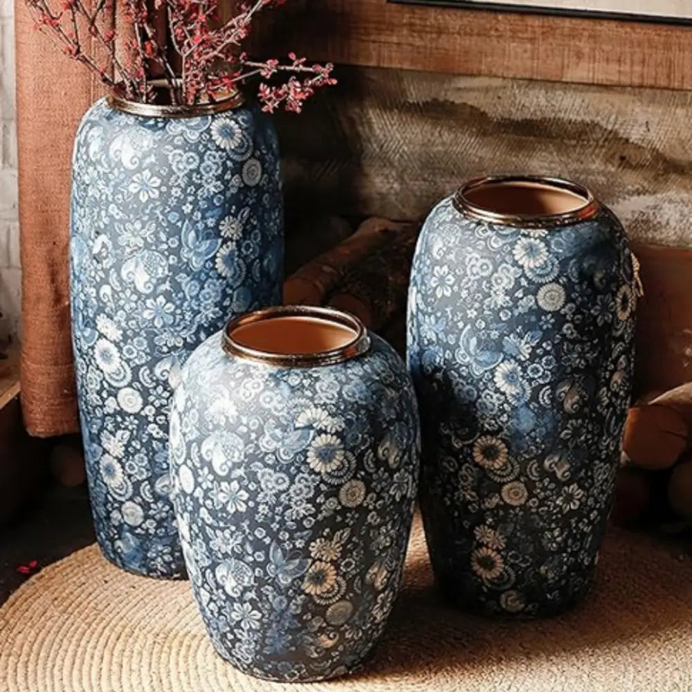 Grand vase chinois bleu