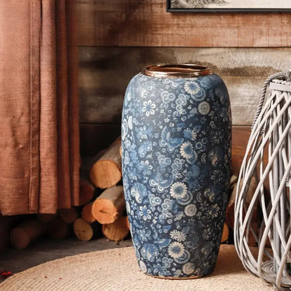 Grand vase chinois bleu