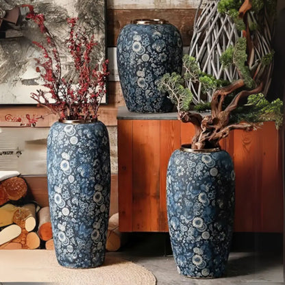 Grand vase chinois bleu