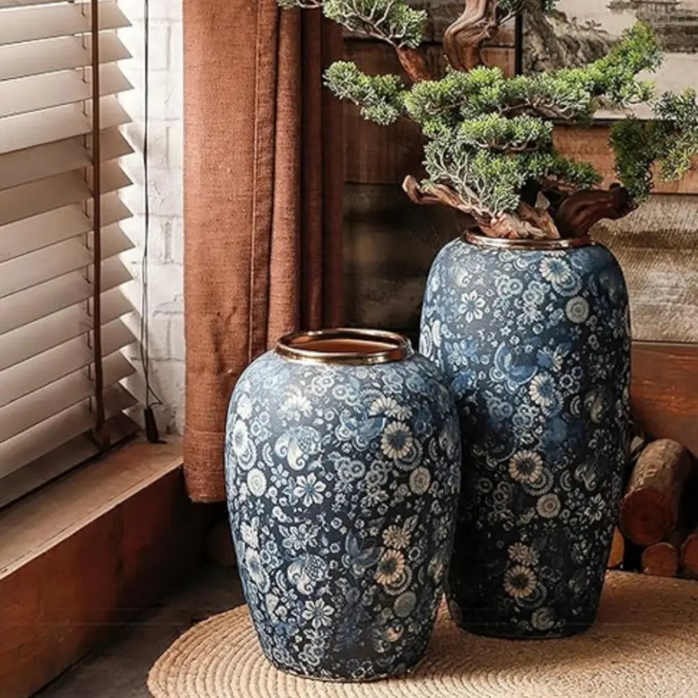Grand vase chinois bleu