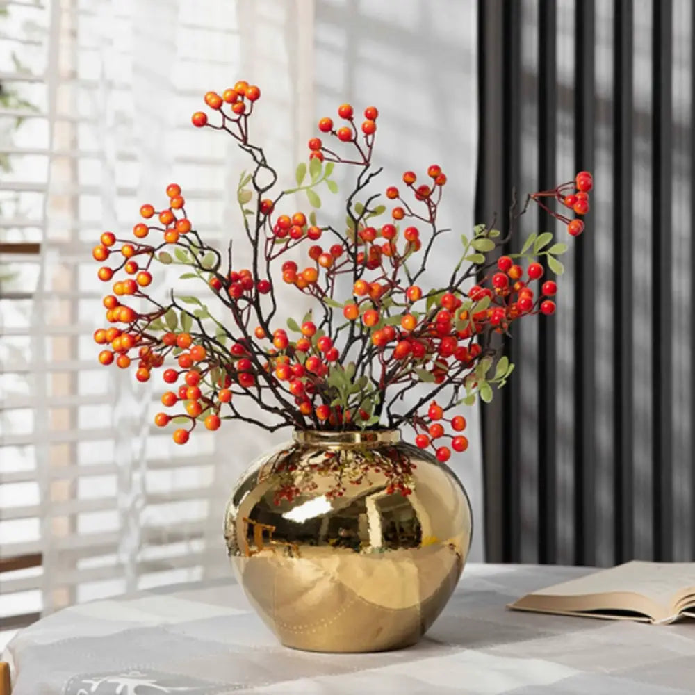 Grand vase deco doré