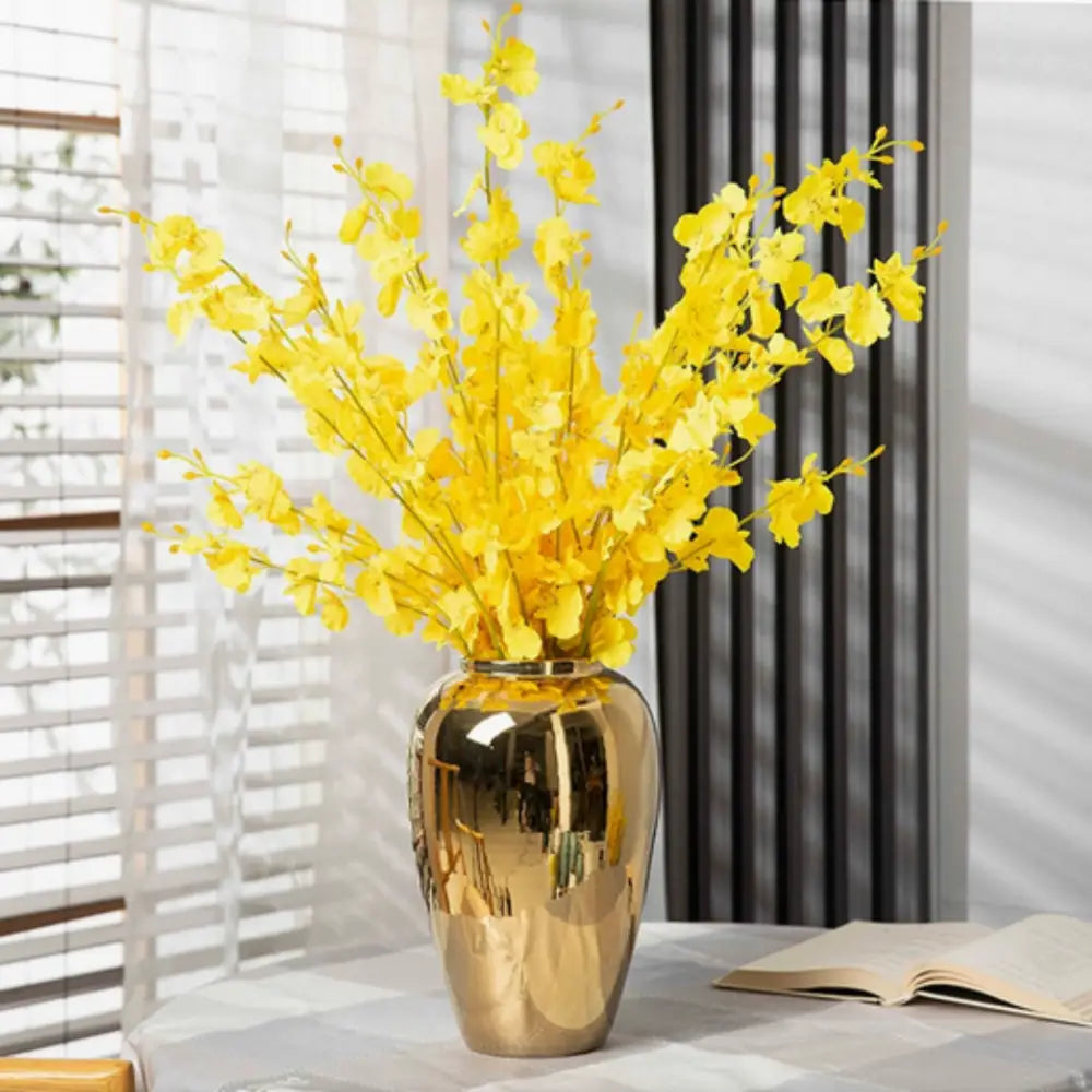 Grand vase deco doré