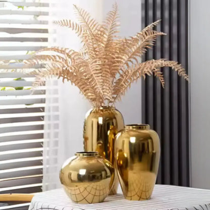 Grand vase deco doré