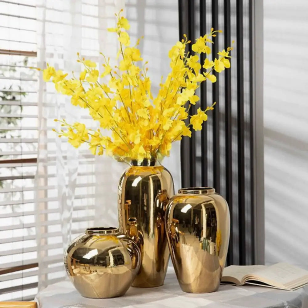 Grand vase deco doré