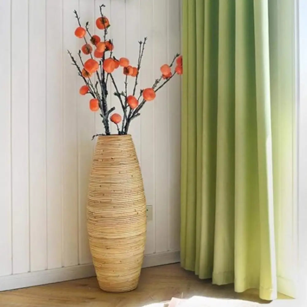 Grand vase en bois à poser au sol