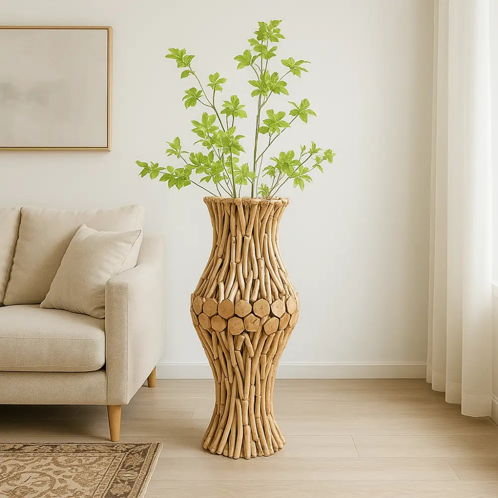 Grand vase en bois naturel