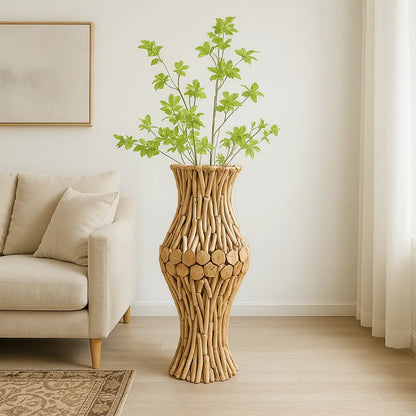 Grand vase en bois naturel