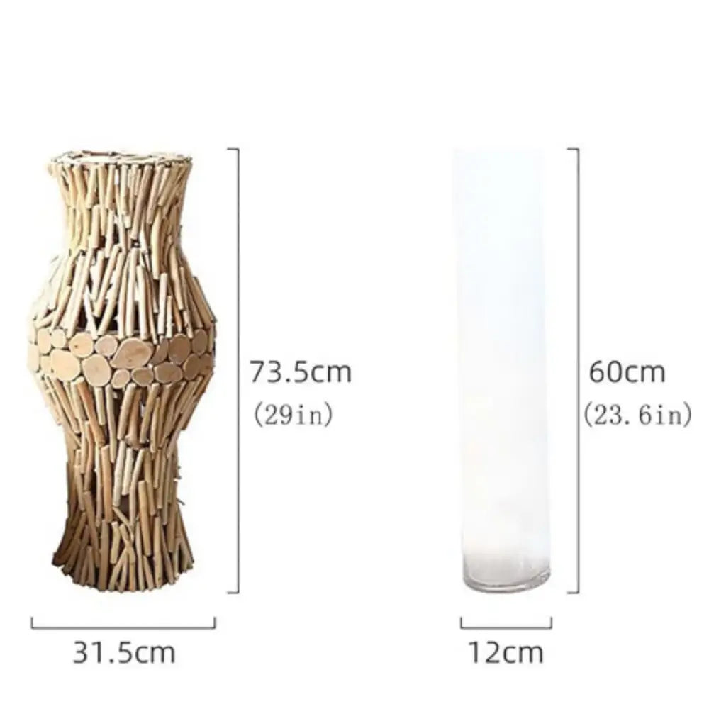 Grand vase en bois naturel
