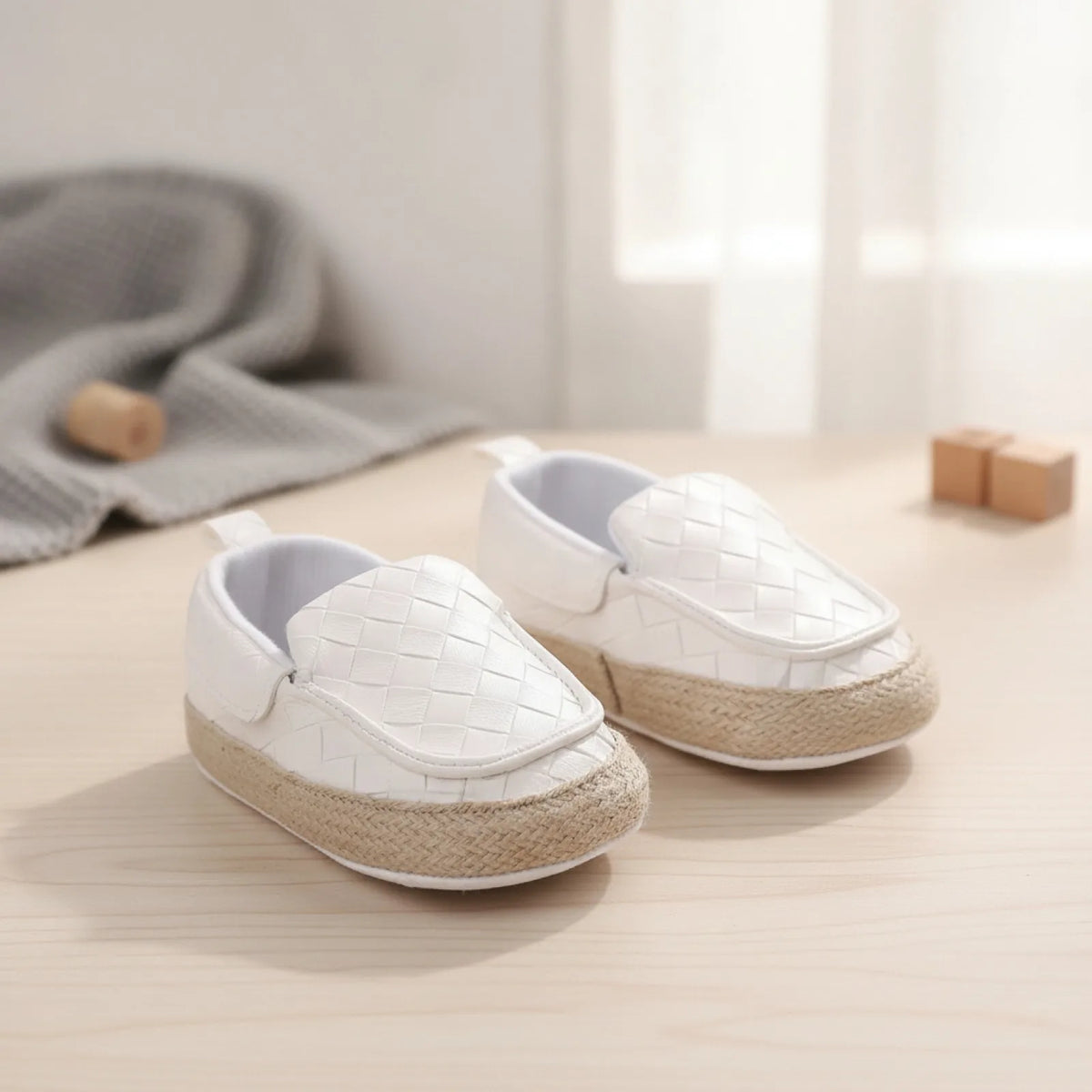 KC Mocassins bébé Garçon Cuir Végan Tressé Semelle Corde
