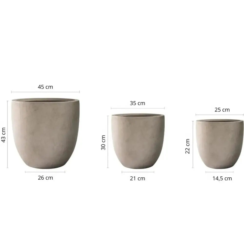 Lot de 3 gros pots de fleurs extérieur en béton