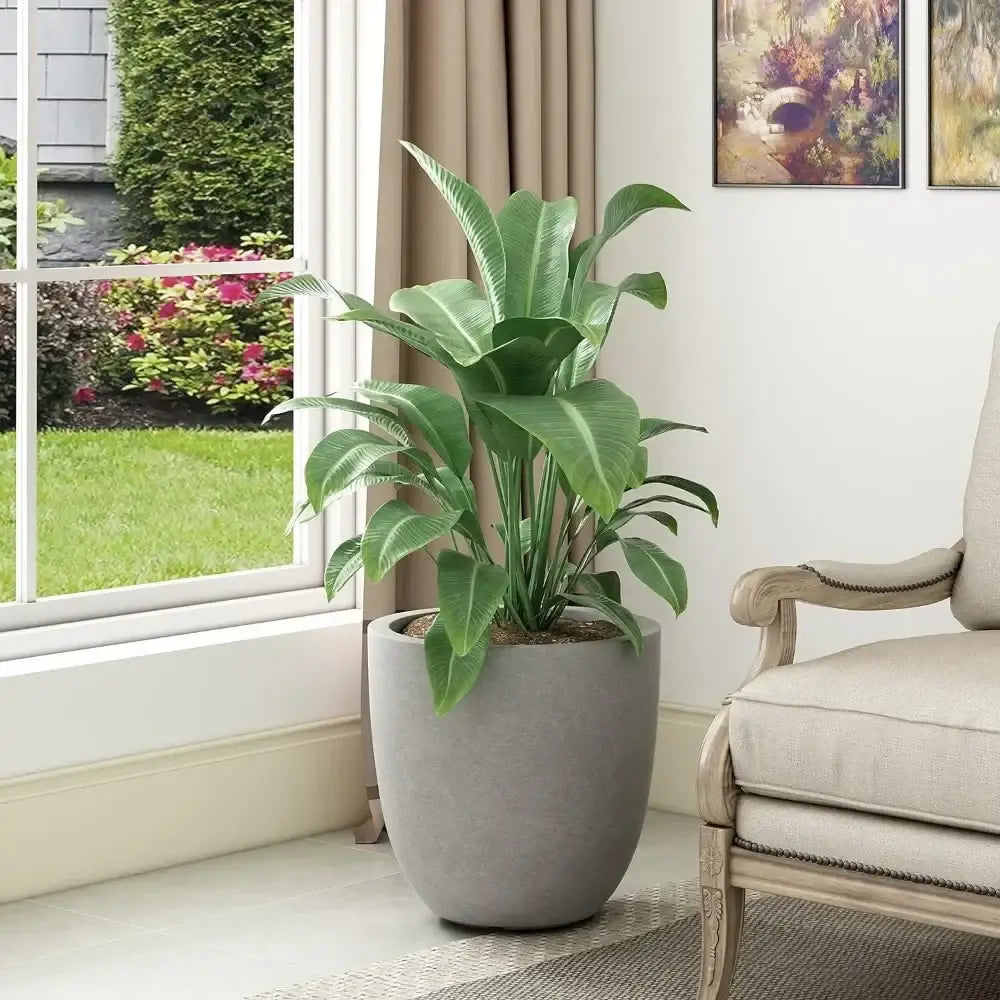 Lot de 3 gros pots de fleurs extérieur en béton