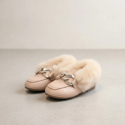 LumaKids Mocassins Fille Laine Douce Hiver Chaudes