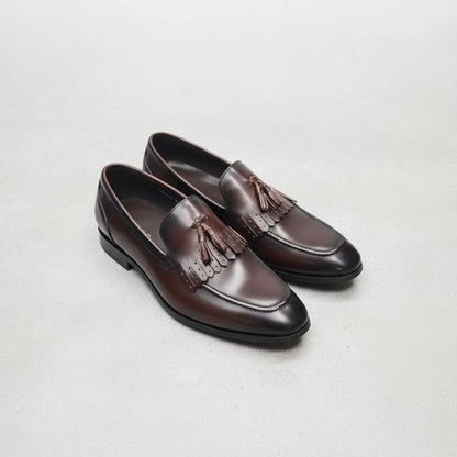 Luxe Mocassins Homme Cuir Brillant à Glands Élégants